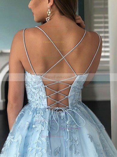 A-line Scoop Neck Tulle Short/Mini Homecoming Dresses With Appliques Lace #Favs020108934