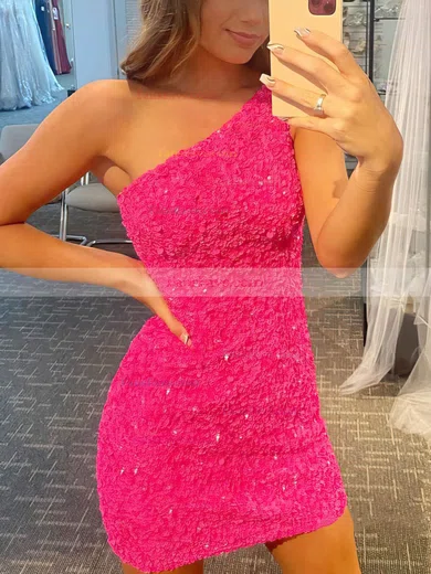 Sheath/Column One Shoulder Sequined Short/Mini Homecoming Dresses #Favs020108866