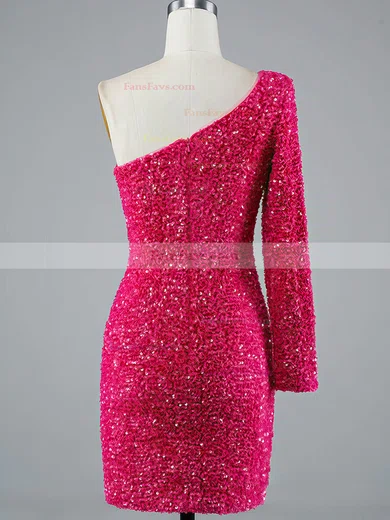 Sheath/Column One Shoulder Sequined Short/Mini Homecoming Dresses #Favs020108867
