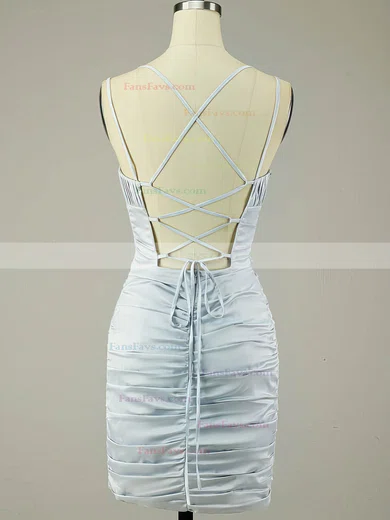 Sheath/Column V-neck Jersey Short/Mini Ruffles Homecoming Dresses #Favs020108868