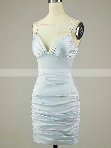 Sheath/Column V-neck Jersey Short/Mini Ruffles Homecoming Dresses #Favs020108868