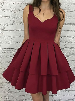 A-line V-neck Stretch Crepe Short/Mini Homecoming Dresses #Favs020109392 A-line V-neck Stretch Crepe Short/Mini Homecoming Dresses #Favs020109392