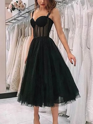 A-line Sweetheart Tulle Tea-length Homecoming Dresses With Beading #Favs020109393 A-line Sweetheart Tulle Tea-length Homecoming Dresses With Beading #Favs020109393