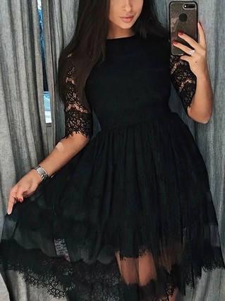 A-line Scoop Neck Lace Knee-length Homecoming Dresses #Favs020109394 A-line Scoop Neck Lace Knee-length Homecoming Dresses #Favs020109394