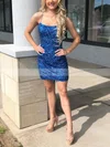 Sheath/Column Square Neckline Sequined Short/Mini Homecoming Dresses #Favs020108872