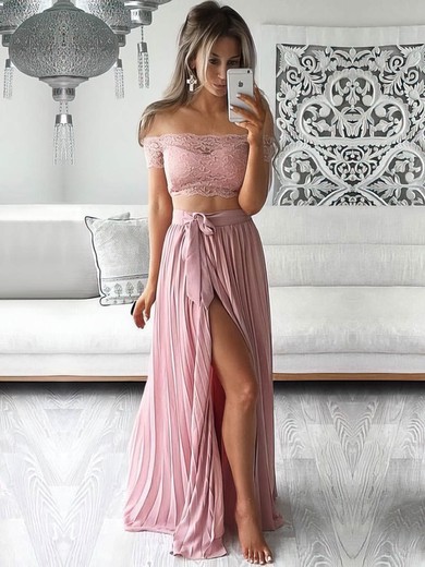 A-line Off-the-shoulder Chiffon Floor-length Sashes / Ribbons Prom Dresses #Favs020104851