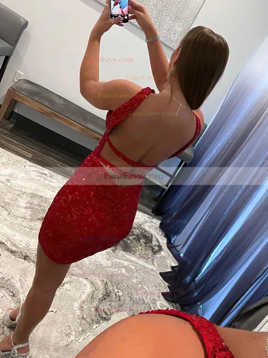 Sheath/Column V-neck Sequined Short/Mini Homecoming Dresses #Favs020108873