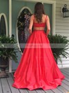Princess Scoop Neck Satin Floor-length Beading Prom Dresses #Favs020104862