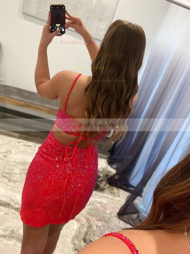 Sheath/Column Scoop Neck Jersey Short/Mini Homecoming Dresses With Beading #Favs020108879