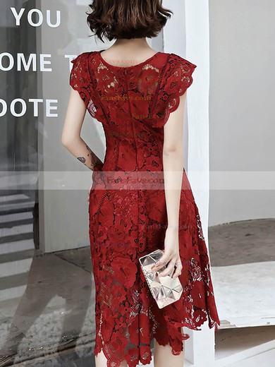 A-line Scoop Neck Lace Knee-length Homecoming Dresses With Lace Pockets #Favs020108943