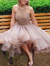 A-line Scoop Neck Organza Knee-length Homecoming Dresses With Beading Sequins #Favs020109402