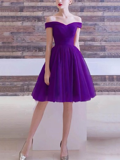 A-line Off-the-shoulder Tulle Knee-length Homecoming Dresses #Favs020109144