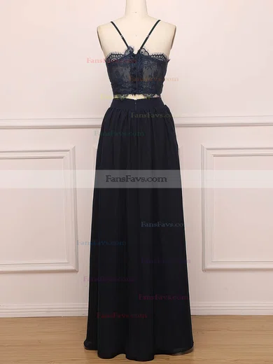 A-line V-neck Silk-like Satin Floor-length Lace Prom Dresses #Favs020104865