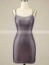 Sheath/Column Square Neckline Shimmer Crepe Short/Mini Homecoming Dresses #Favs020108882
