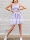 A-line Halter Lace Tulle Short/Mini Homecoming Dresses With Beading Appliques Lace #Favs020109146