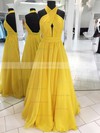 Princess Halter Chiffon Floor-length Sashes / Ribbons Prom Dresses #Favs020104877