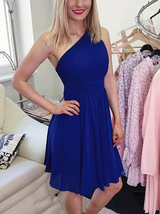 A-line One Shoulder Chiffon Short/Mini Homecoming Dresses #Favs020109152 A-line One Shoulder Chiffon Short/Mini Homecoming Dresses #Favs020109152