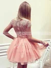 A-line Scoop Neck Chiffon Short/Mini Homecoming Dresses With Appliques Lace #Favs020109414