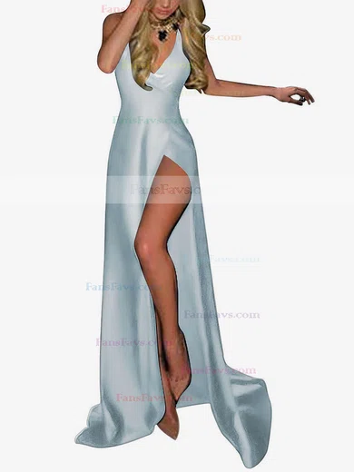 Sheath/Column V-neck Jersey Sweep Train Split Front Prom Dresses #Favs020103559