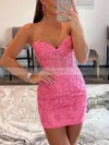 Sheath/Column Strapless Lace Short/Mini Homecoming Dresses With Appliques Lace #Favs020108969