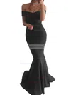 Trumpet/Mermaid Off-the-shoulder Silk-like Satin Sweep Train Prom Dresses #Favs020104890