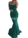 Trumpet/Mermaid Off-the-shoulder Silk-like Satin Sweep Train Prom Dresses #Favs020104890
