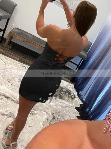 Sheath/Column Strapless Stretch Crepe Short/Mini Homecoming Dresses With Split Front #Favs020108970