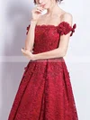 A-line Off-the-shoulder Lace Knee-length Homecoming Dresses With Appliques Lace #Favs020109429
