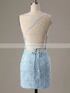 Sheath/Column Scoop Neck Lace Short/Mini Homecoming Dresses With Appliques Lace #Favs020108975