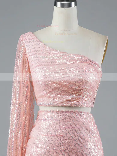 Sheath/Column One Shoulder Sequined Short/Mini Homecoming Dresses With Beading #Favs020108976