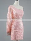 Sheath/Column One Shoulder Sequined Short/Mini Homecoming Dresses With Beading #Favs020108976