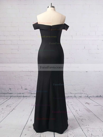 Sheath/Column Off-the-shoulder Silk-like Satin Floor-length Split Front Prom Dresses #Favs020104897