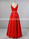 Satin V-neck Princess Floor-length Prom Dresses #Favs020104903