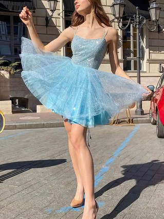 A-line Scoop Neck Glitter Short/Mini Homecoming Dresses #Favs020108982 A-line Scoop Neck Glitter Short/Mini Homecoming Dresses #Favs020108982