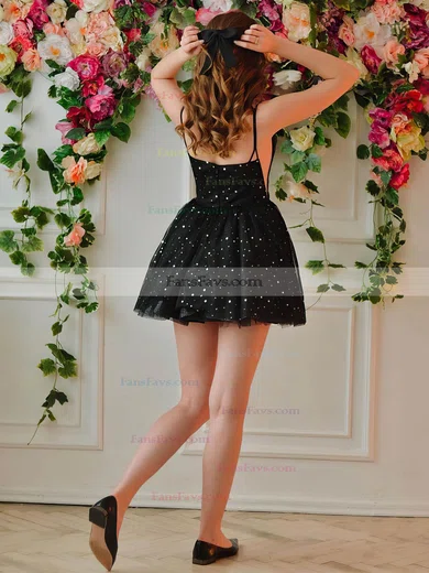 A-line Scoop Neck Tulle Short/Mini Homecoming Dresses With Beading #Favs020108983