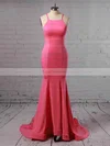 Trumpet/Mermaid Scoop Neck Jersey Sweep Train Prom Dresses #Favs020104907