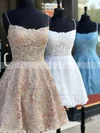 A-line Scoop Neck Lace Short/Mini Homecoming Dresses With Appliques Lace #Favs020108992
