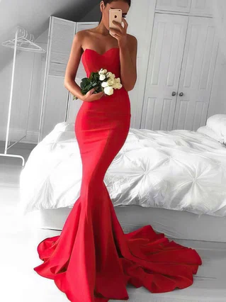 Trumpet/Mermaid Sweetheart Jersey Sweep Train Prom Dresses #Favs020103568