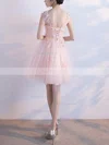 A-line Scoop Neck Tulle Short/Mini Homecoming Dresses With Beading Appliques Lace #Favs020109452