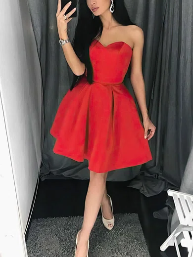 A-line Sweetheart Satin Short/Mini Homecoming Dresses #Favs020109209