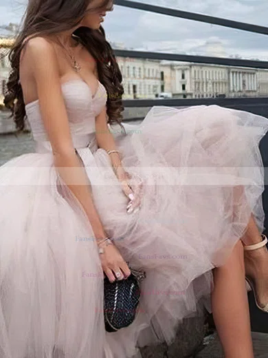 A-line Sweetheart Tulle Tea-length Homecoming Dresses With Sashes / Ribbons #Favs020109026