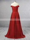 A-line Off-the-shoulder Silk-like Satin Sweep Train Sashes / Ribbons Prom Dresses #Favs020104929