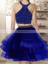 A-line Scoop Neck Tulle Short/Mini Homecoming Dresses With Beading #Favs020109234