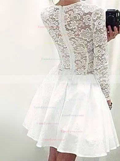 A-line Scoop Neck Lace Chiffon Short/Mini Homecoming Dresses #Favs020109041