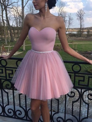 A-line Sweetheart Tulle Short/Mini Homecoming Dresses With Sashes / Ribbons #Favs020109238 A-line Sweetheart Tulle Short/Mini Homecoming Dresses With Sashes / Ribbons #Favs020109238
