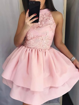 A-line Scoop Neck Stretch Crepe Short/Mini Homecoming Dresses With Lace Appliques Lace #Favs020109239 A-line Scoop Neck Stretch Crepe Short/Mini Homecoming Dresses With Lace Appliques Lace #Favs020109239