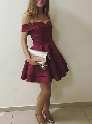 A-line Off-the-shoulder Satin Short/Mini Homecoming Dresses #Favs020109241 A-line Off-the-shoulder Satin Short/Mini Homecoming Dresses #Favs020109241
