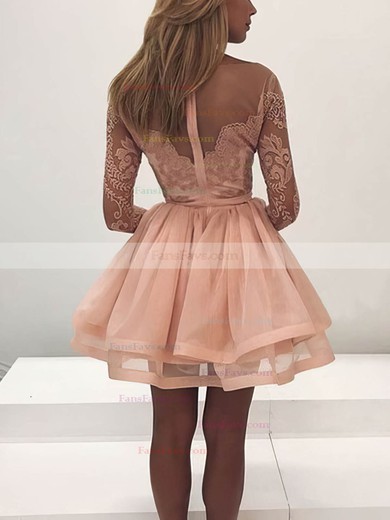 A-line Scoop Neck Chiffon Short/Mini Homecoming Dresses With Appliques Lace #Favs020109046