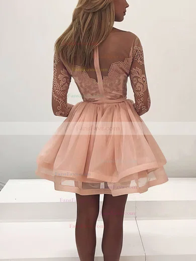 A-line Scoop Neck Chiffon Short/Mini Homecoming Dresses With Appliques Lace #Favs020109046