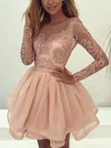 A-line Scoop Neck Chiffon Short/Mini Homecoming Dresses With Appliques Lace #Favs020109046